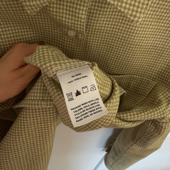 LIKE NEW Pendleton 100% Wool Plaid Shirt Jacket - Green Gingham - Picture 4 of 7